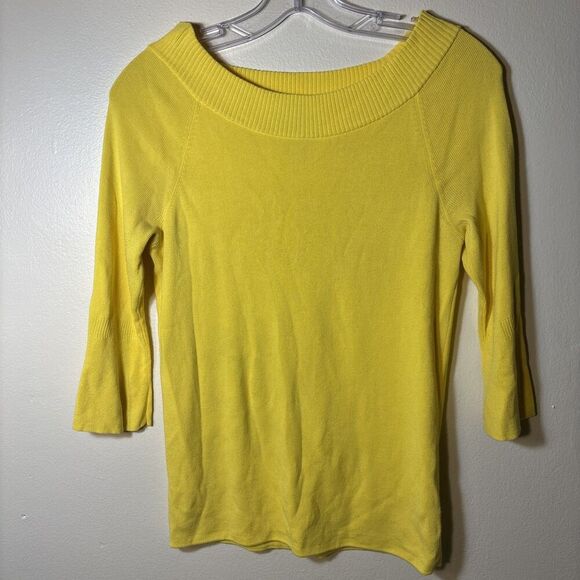 Talbots Petites Bell 3/4 Sleeve Knit Tunic Top Women's Size Small Bright Yellow - Picture 1 of 16